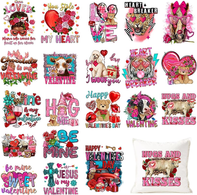 Tintnut Retro Valentine's Day DTF Transfers Ready to Press-20 Sheets Vintage Love Iron on Decals for Couples T-Shirts Love Letters Heat Transfer Stickers for Valentine's Gifts Decor - Image 1